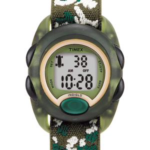 TIMEX TIME MACHINES&reg; 34mm Green Camo Elastic Fabric Kids Digital Watch