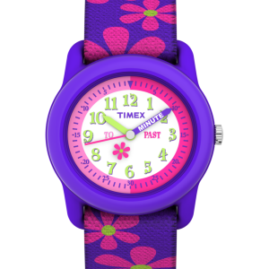 TIMEX TIME MACHINES&reg; 29mm Purple Floral Elastic Fabric Kids Watch