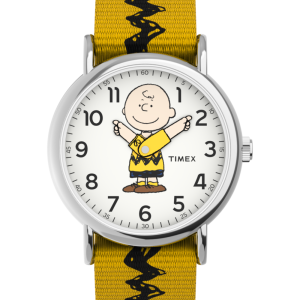 Peanuts&reg; x Timex Charlie Brown 38mm Fabric Strap Watch