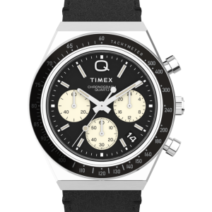 Q Timex Chronograph 40mm Leather Strap Watch
