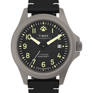 Expedition&reg; Field Post Titanium Automatic 41mm Eco-Friendly Leather Strap Watch