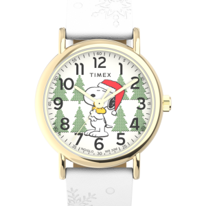 Peanuts® x Timex Weekender Holiday 38mm Leather Strap Watch