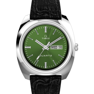 Q Timex 1978 Day/Date 37.5mm Leather Strap Watch