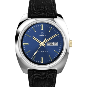 Q Timex® 1978 Day/Date 37.5mm Leather Strap Watch