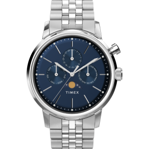 Marlin&reg; Moon Phase 40mm Stainless Steel Bracelet Watch