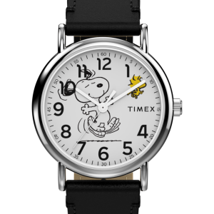 Peanuts® x Timex Weekender Snoopy Dancing 38mm Leather Strap Watch