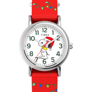 Peanuts® x Timex Weekender Snoopy Santa Hat 31mm Fabric Strap Watch