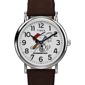 Peanuts&reg; x Timex Weekender Baseball 38mm Leather Strap Watch