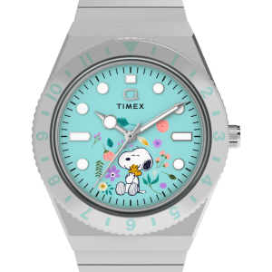 Peanuts&reg; x Q Timex&reg; 36mm Stainless Steel Expansion Band Watch