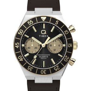 Q Timex Continental Chronograph 40mm Leather Strap Watch