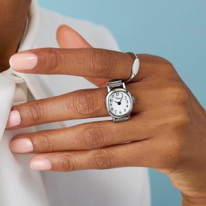 Cavatina&reg; Mini 16mm Stainless Steel Expansion Band Ring Watch