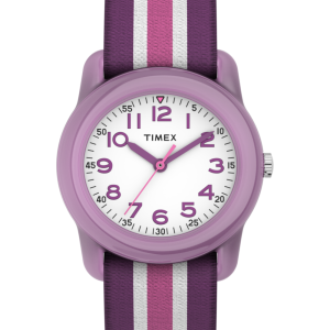 TIMEX TIME MACHINES&reg; 29mm Purple Stripe Elastic Fabric Kids Watch
